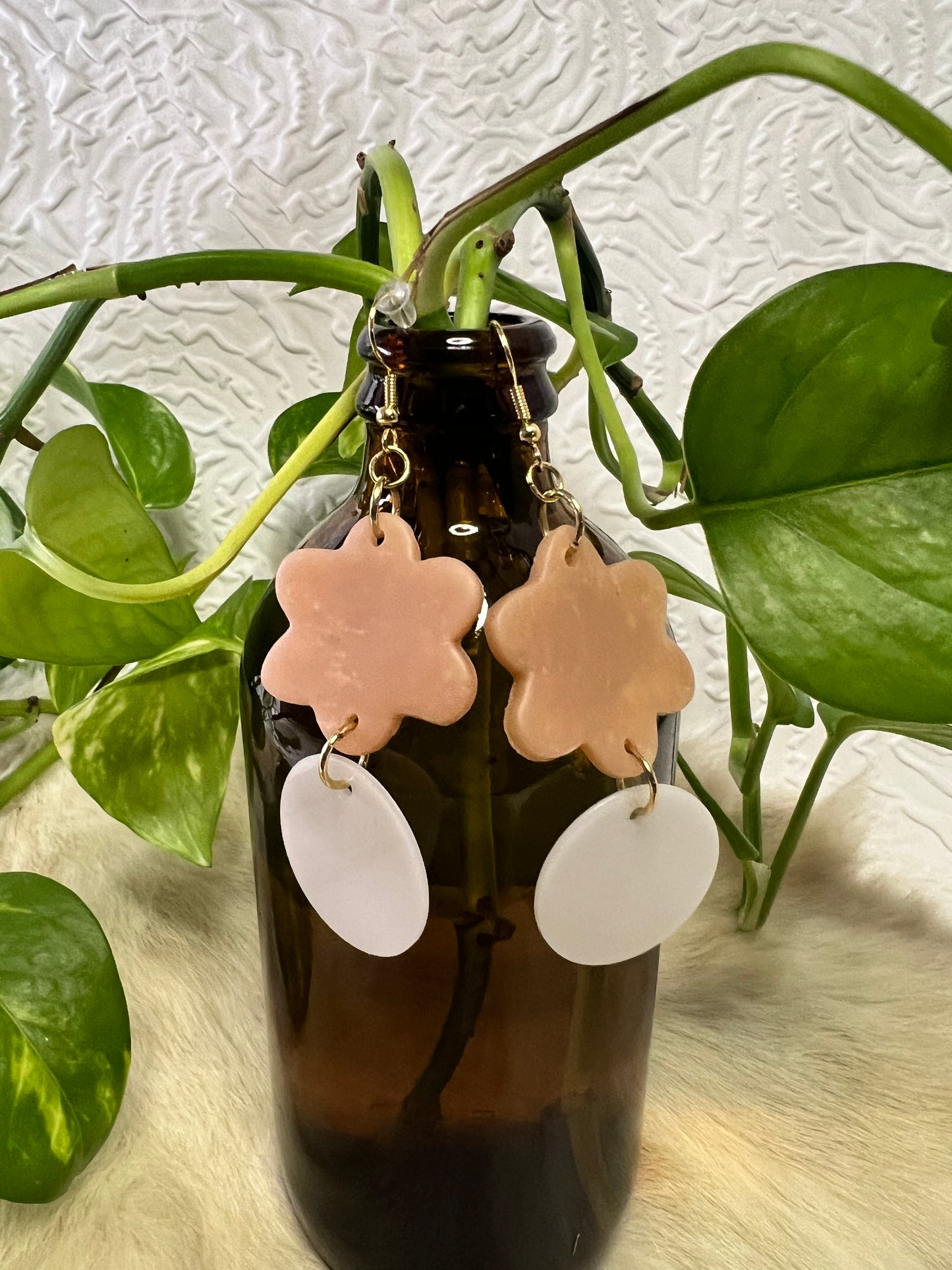 Floral Earrings with Gold Accents