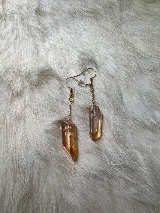 Amber Crystal Bead Earrings