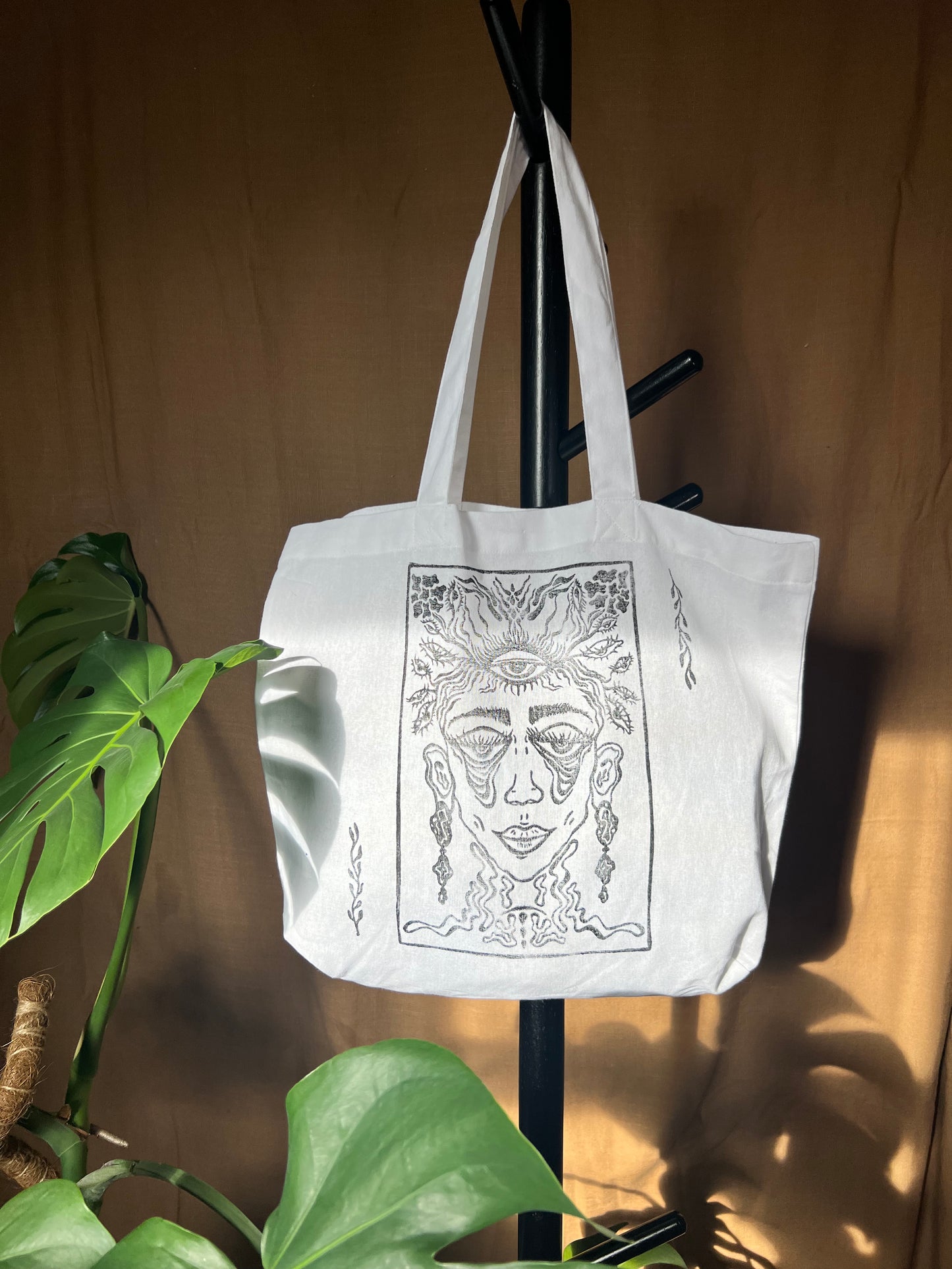 "The Open Mind" Black Printed Tote Bag