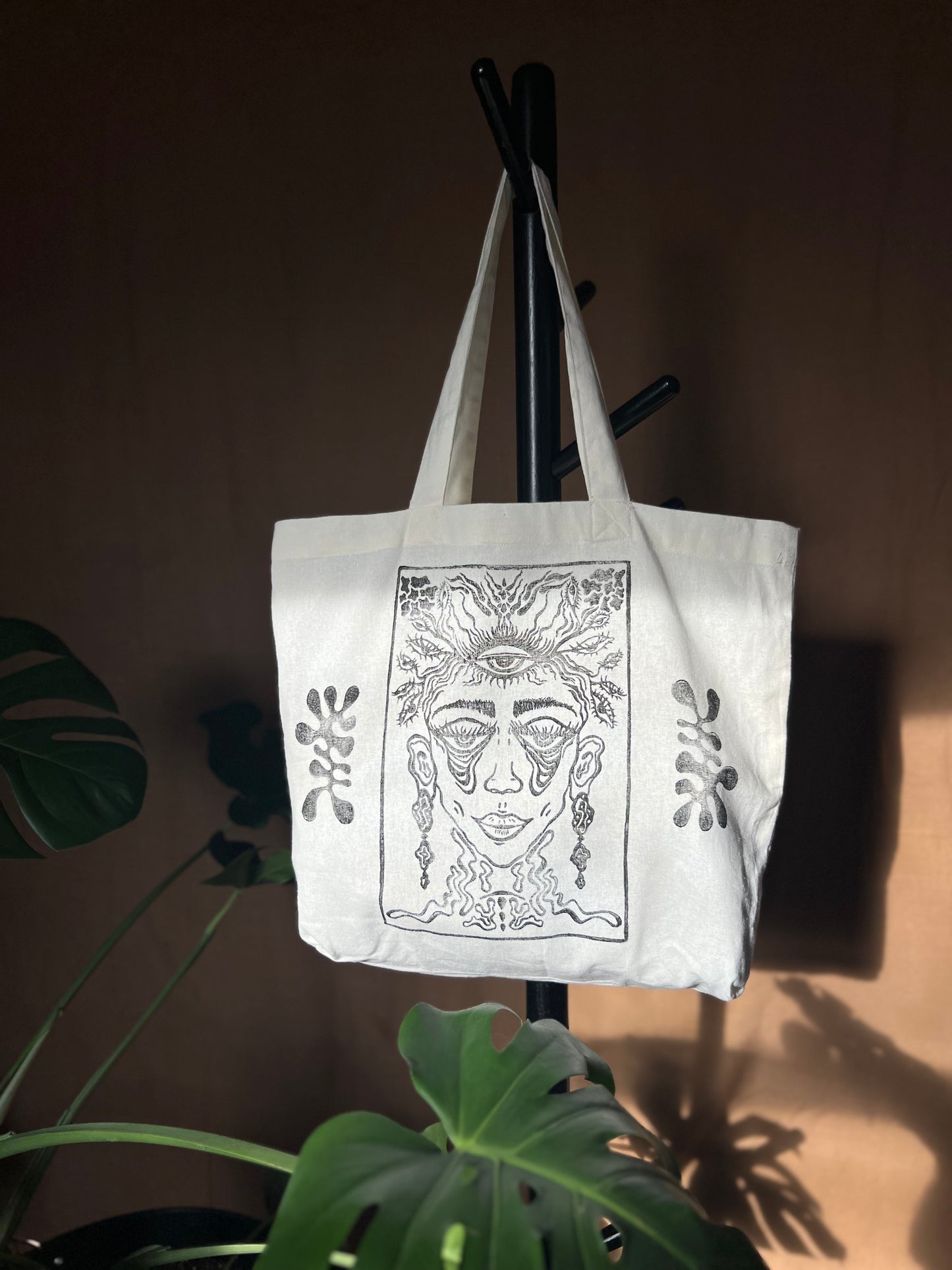 "The Open Mind" Black Printed Tote Bag