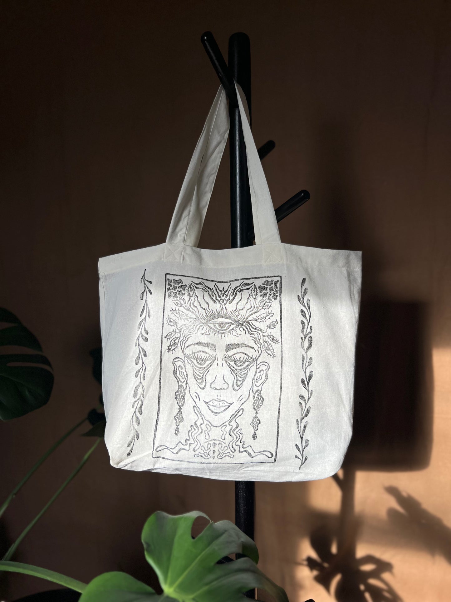 "The Open Mind" Black Printed Tote Bag