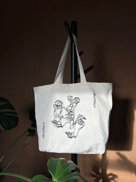 "Trinity" Black Printed Tote Bag